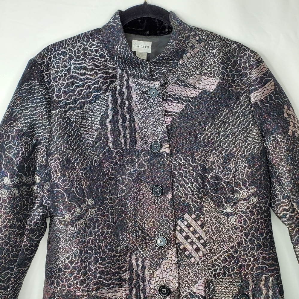 Chico's Lizbeta Metallic Patchwork Jacket Size L … - image 2
